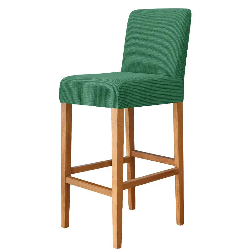 Housse Protection Chaise Élastique FLANELLE 17 Dark Green-Bar Chair Cover Short Back