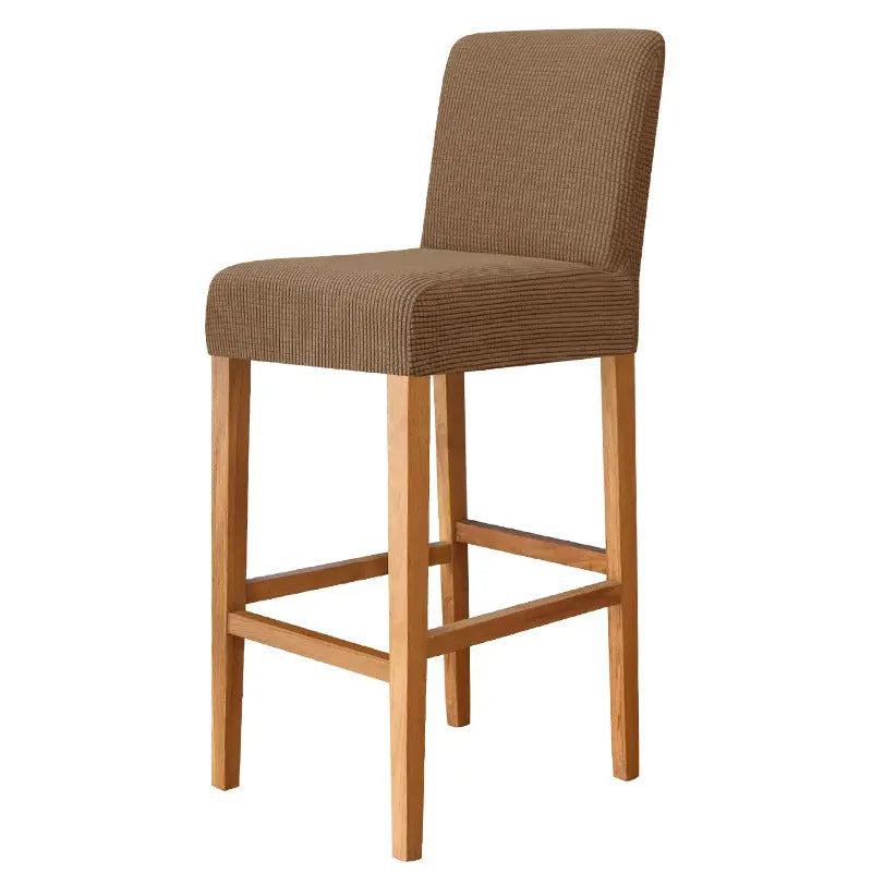 Housse Protection Chaise Élastique FLANELLE 18 Dark Coffee-Bar Chair Cover Short Back