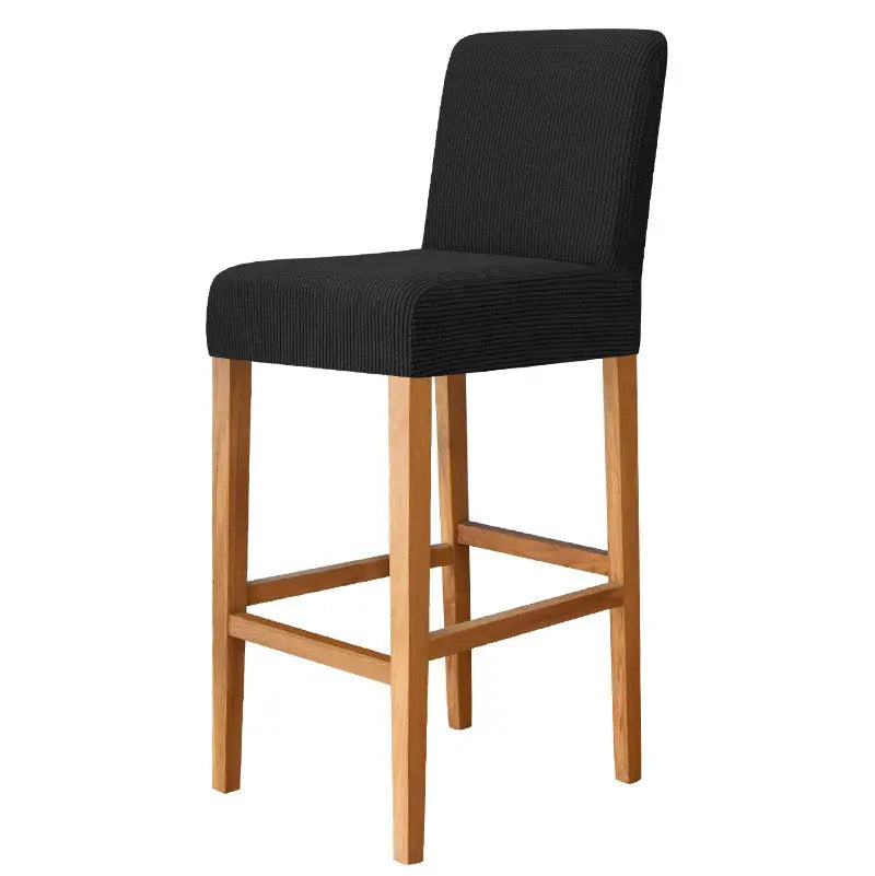Housse Protection Chaise Élastique FLANELLE 22 Very Black-Bar Chair Cover Short Back