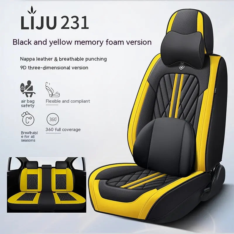 Housse Siège Auto Cuir Tout-Compris LOREA Black Yellow 231-Standard Edition