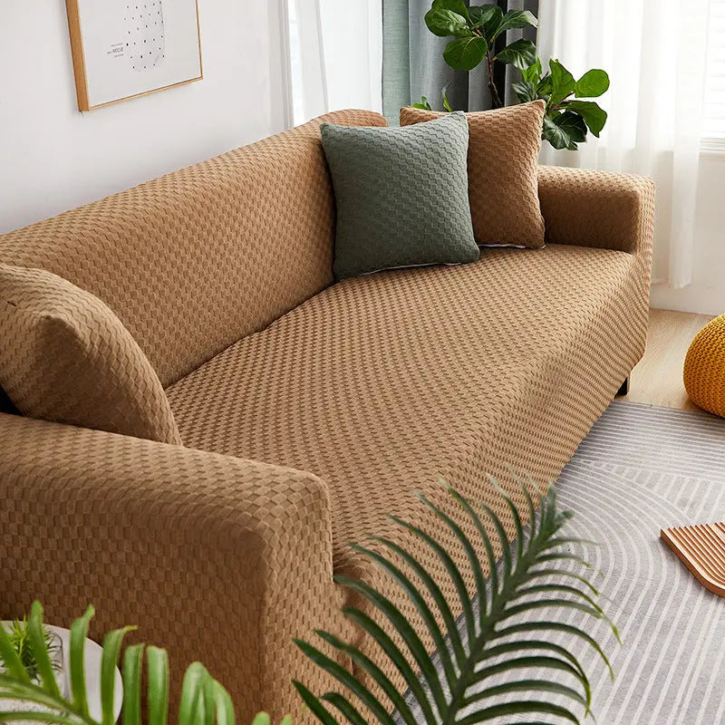 Housse Soderhamn Polyester Moderne VELINA Camel Check-Double size