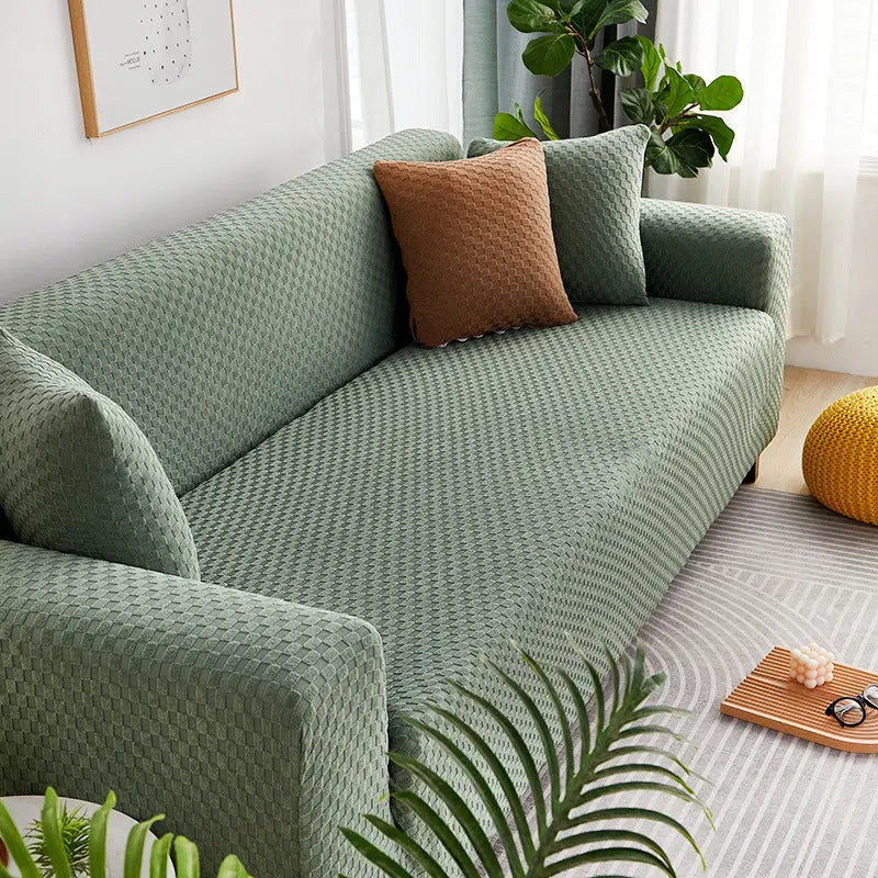 Housse Soderhamn Polyester Moderne VELINA Cyan grid-Double size