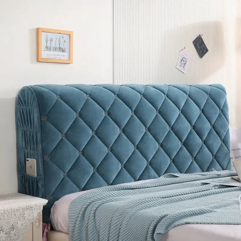Housse Tête de Lit Velours Élégance VELANO Lake blue-2.3m