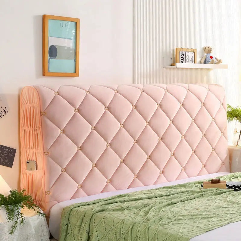 Housse Tête de Lit Velours Élégance VELANO Pink jade-1.9m