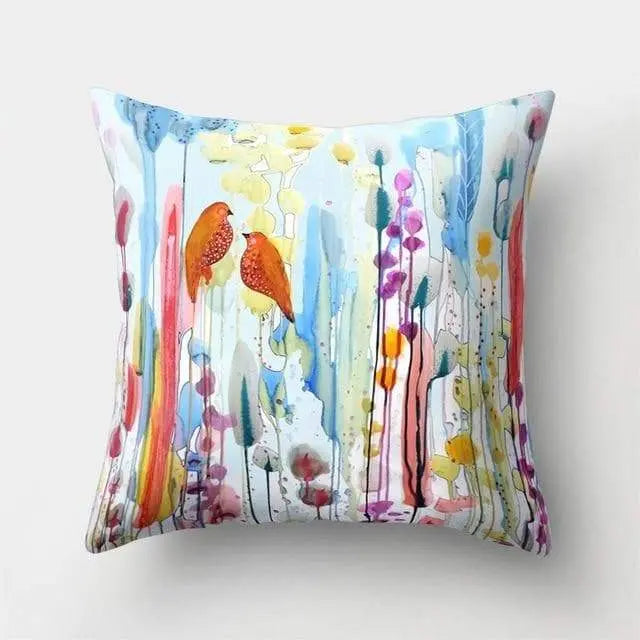 Housse coussin motif peinture oiseau-Housse De France - Housse De France