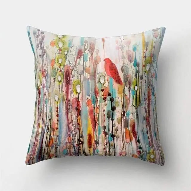 Housse coussin motif peinture oiseau-Housse De France - Housse De France