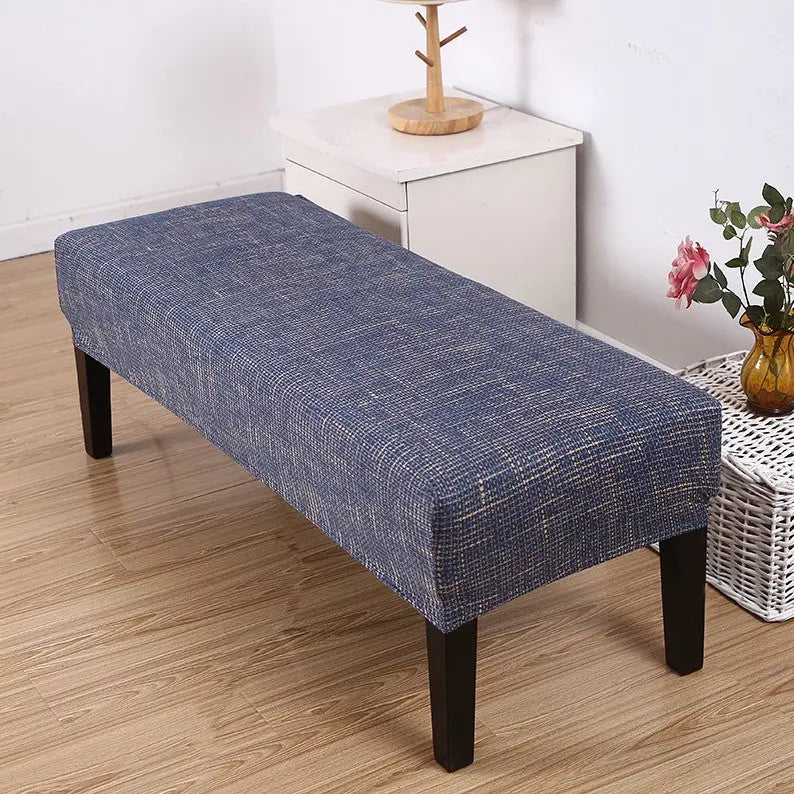 Housse de Banquette Extensible HEXA Imitation Burlap Texture Blue-205 × 45 × 30cm