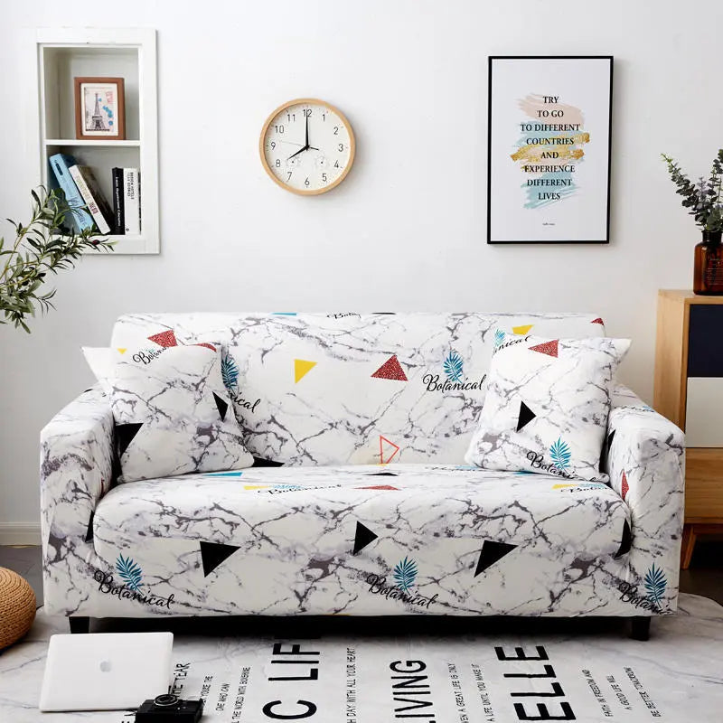 Housse de Canapé Élastique FEATHERE Marble Triangle-Double Range 145 185cm