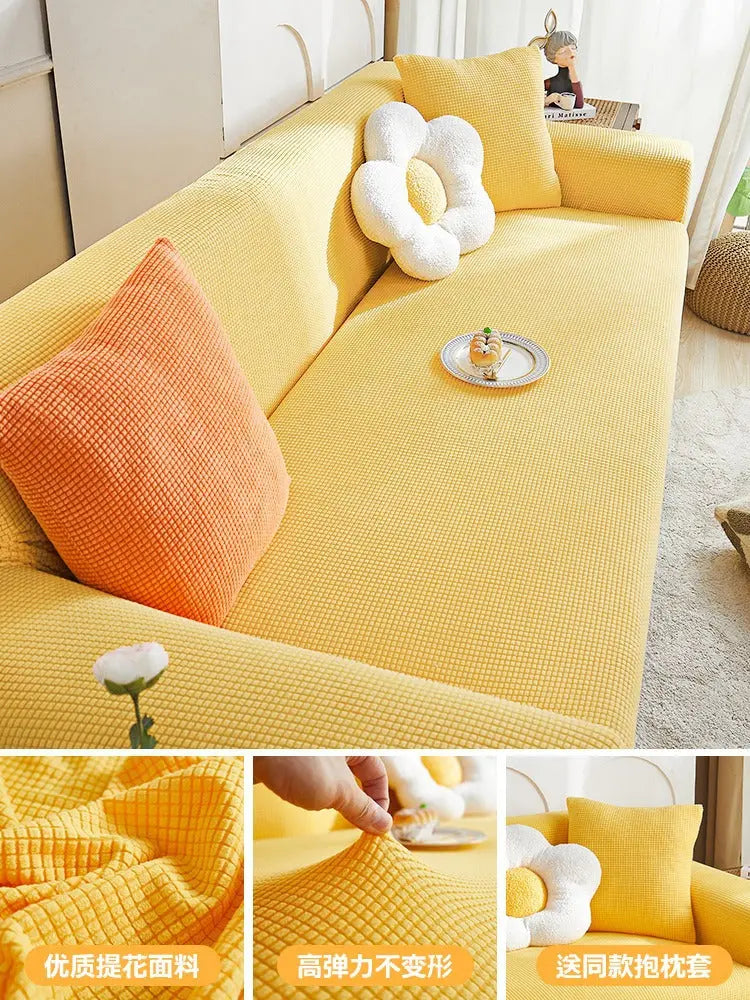 Housse de Canapé Extensible CraftedEN Bright Yellow-M Double