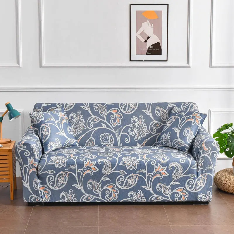 Housse de Canapé Imprimé FLEURIA Nordic Blues-Double Seat