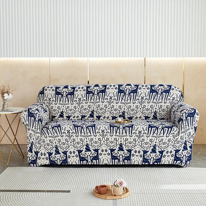 Housse de Canapé Imprimée ELASTIK Christmas Elk-For Three Person Sofa
