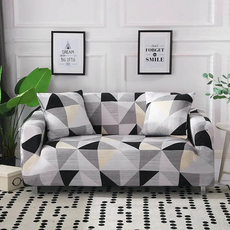 Housse de Canapé Moderne ARLEEN Classic black and gray geometr-Four people