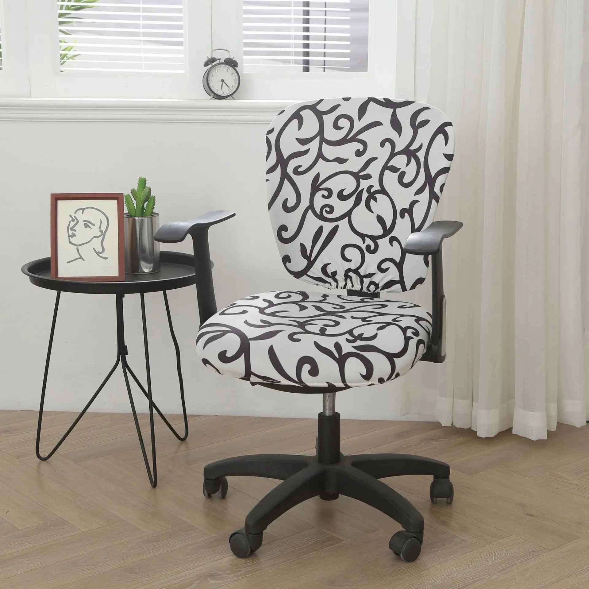 Housse de Chaise Élastique SMOOTH Black And White-Split Universal