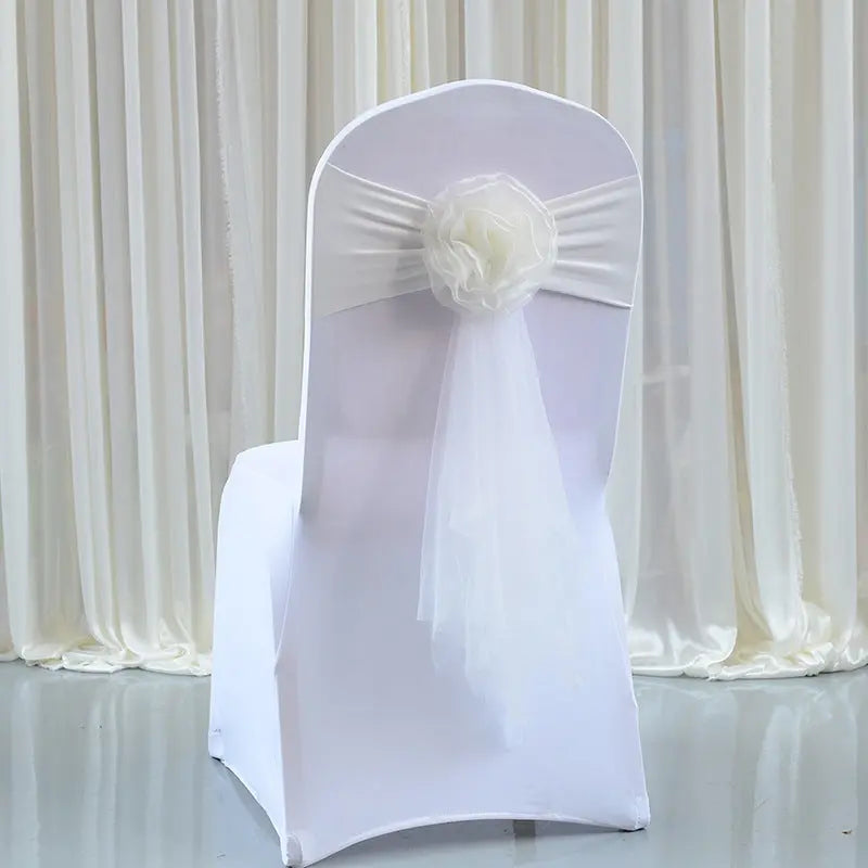 Housse de Chaise Mariage Élastique FLEURYA Milk white