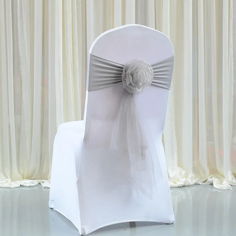 Housse de Chaise Mariage Élastique FLEURYA Silver grey
