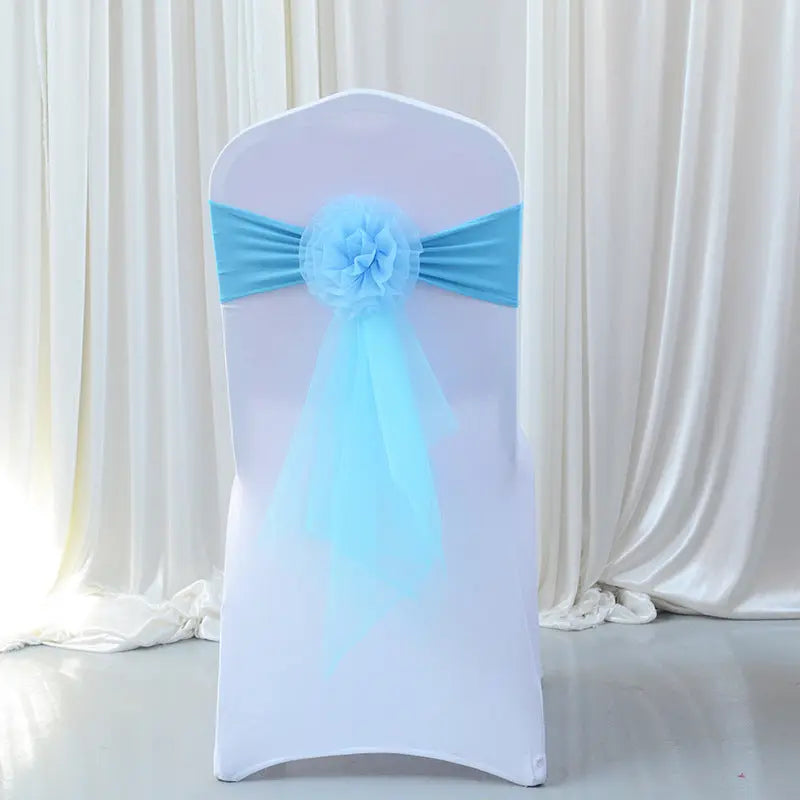 Housse de Chaise Mariage Élastique FLEURYA Lake blue