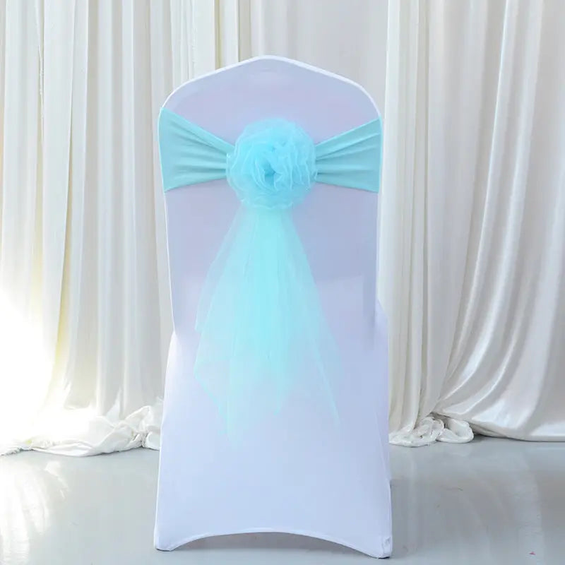 Housse de Chaise Mariage Élastique FLEURYA Tie blue