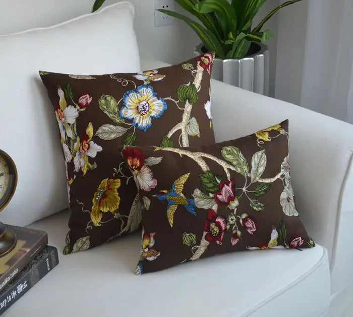 Housse de Coussin Brodée JACQAR Brown-55X55CM