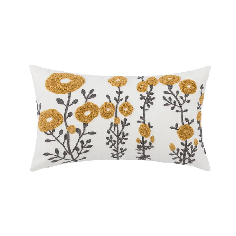 Housse de Coussin Embroider RIVORA Small yellow flower waist pill-30x50cm