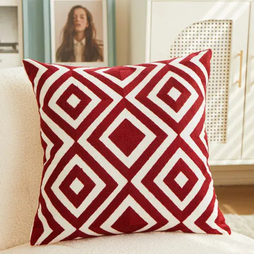 Housse de Coussin Géométrique TORONTO Wine Red-45x45cm With Core