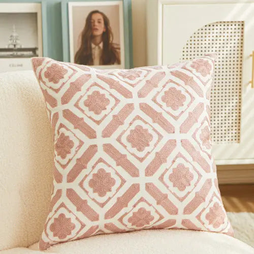 Housse de Coussin Géométrique TORONTO Pink-45x45cm With Core