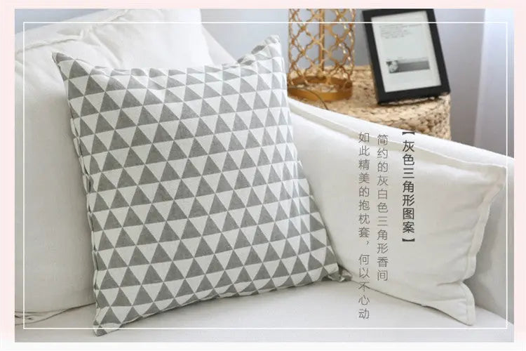 Housse de Coussin Japonais Yimanie Gray triangle-45X45CM