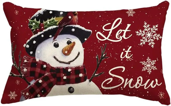 Housse de Coussin Lin Noël VERTI Letitsnow-30x50cm Printing Single Side