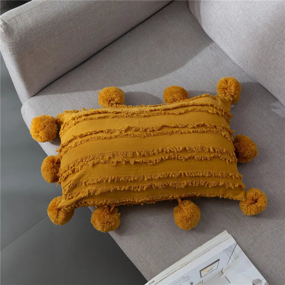 Housse de Coussin Nordic Tassel FRISO Apricot-30x50cm Without Pillow Core