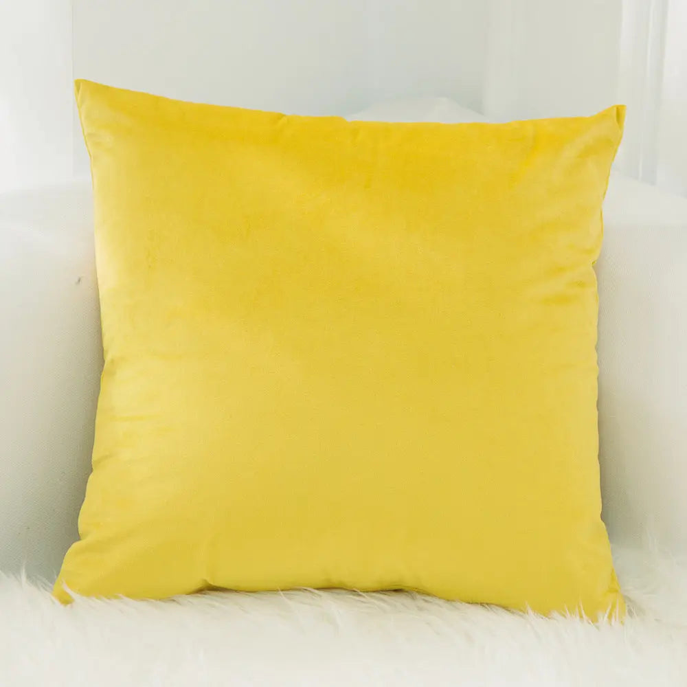 Housse de Coussin Velours EMALY 19Lemon Yellow-50x50cmWithout Core