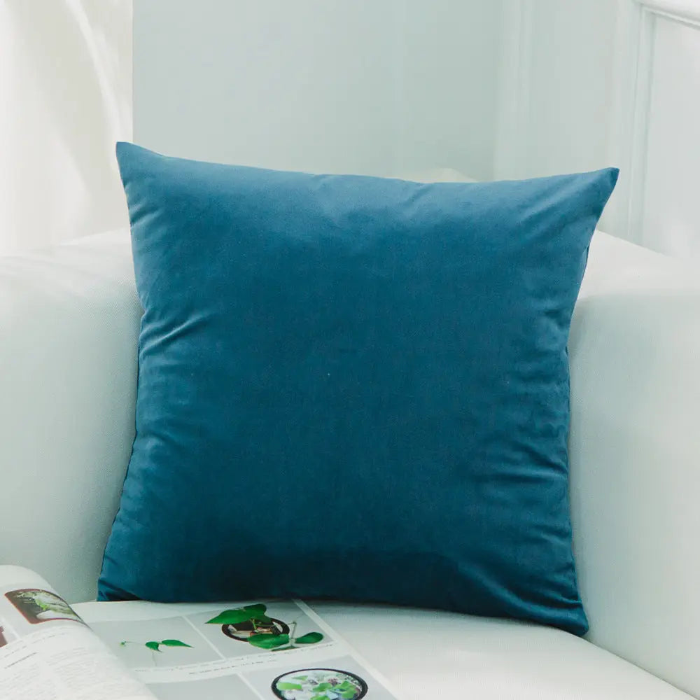 Housse de Coussin Velours EMALY 65Turquoise Blue-45x45cm Without Core
