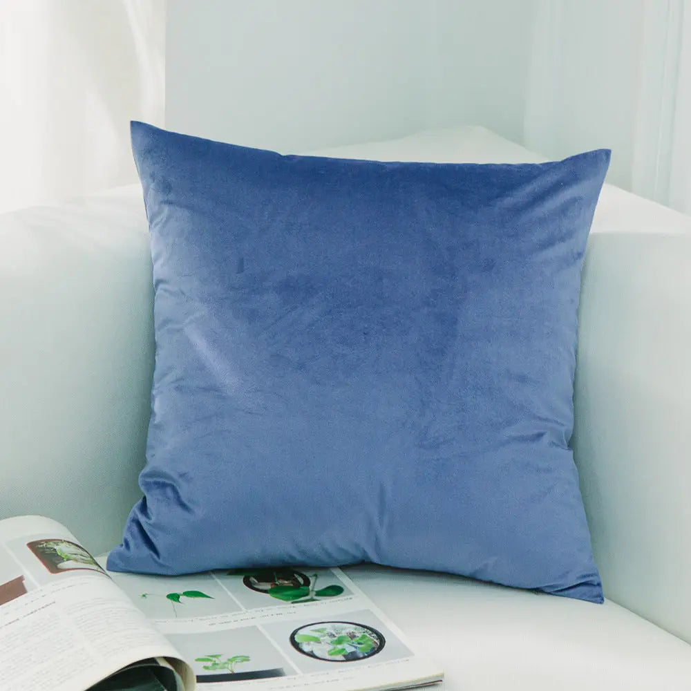 Housse de Coussin Velours EMALY 66Cyan Blue-45x45cm Without Core