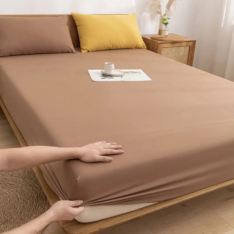 Housse de Matelas Coton Anti-Poussière PROTECTO Toffee-180x200cm