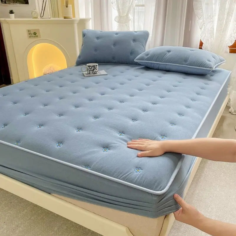 Housse de Matelas Coton Geométrique SEROLO Blue And Gray-120 × 200