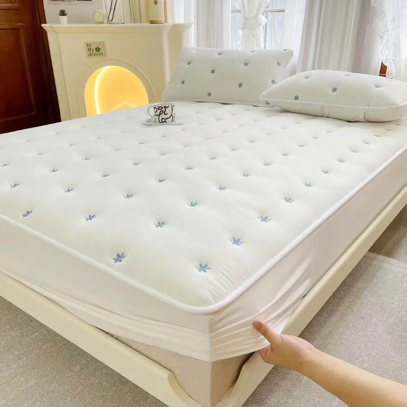 Housse de Matelas Coton Geométrique SEROLO White-200x220cm