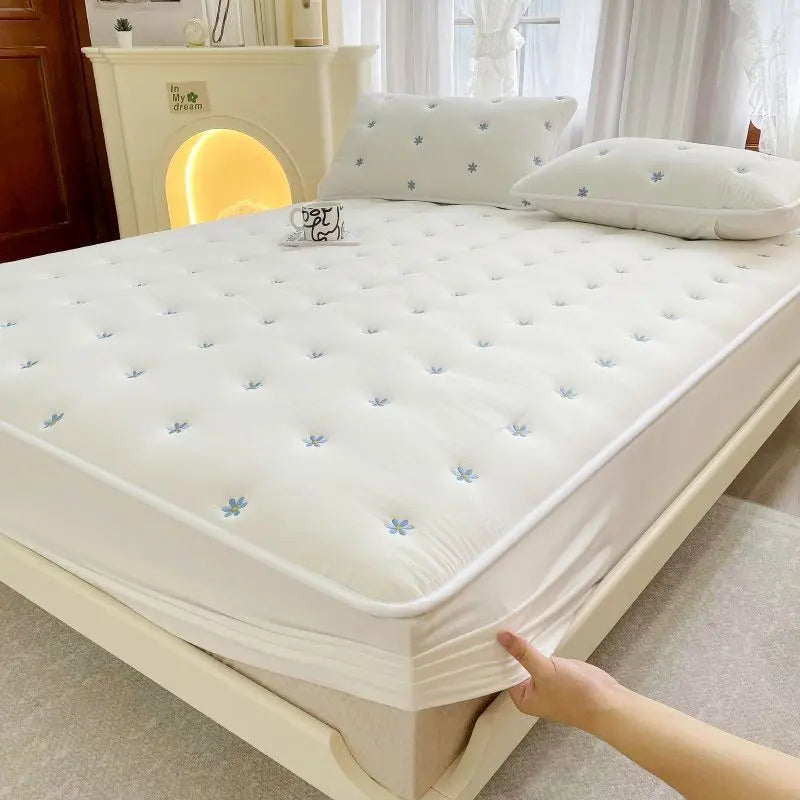 Housse de Matelas Coton Geométrique SEROLO White-150 × 200cm