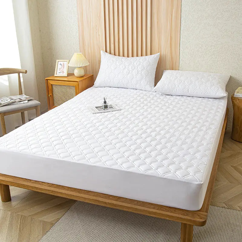 Housse de Matelas Imperméable QUILIA Bread Grid White-135x190cm Add 45cm