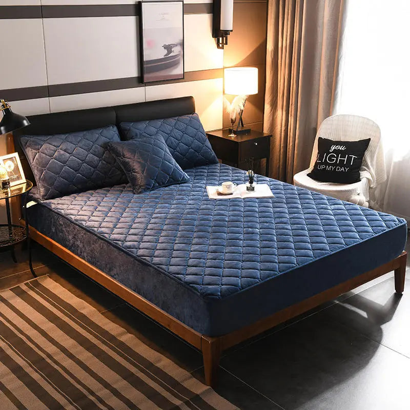 Housse de Matelas Velours Moderne VELZIO Sapphire Blue-120cmx200cm