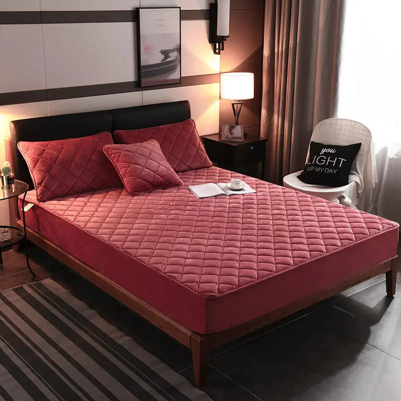 Housse de Matelas Velours Moderne VELZIO Cameo Red-135cmx200cm