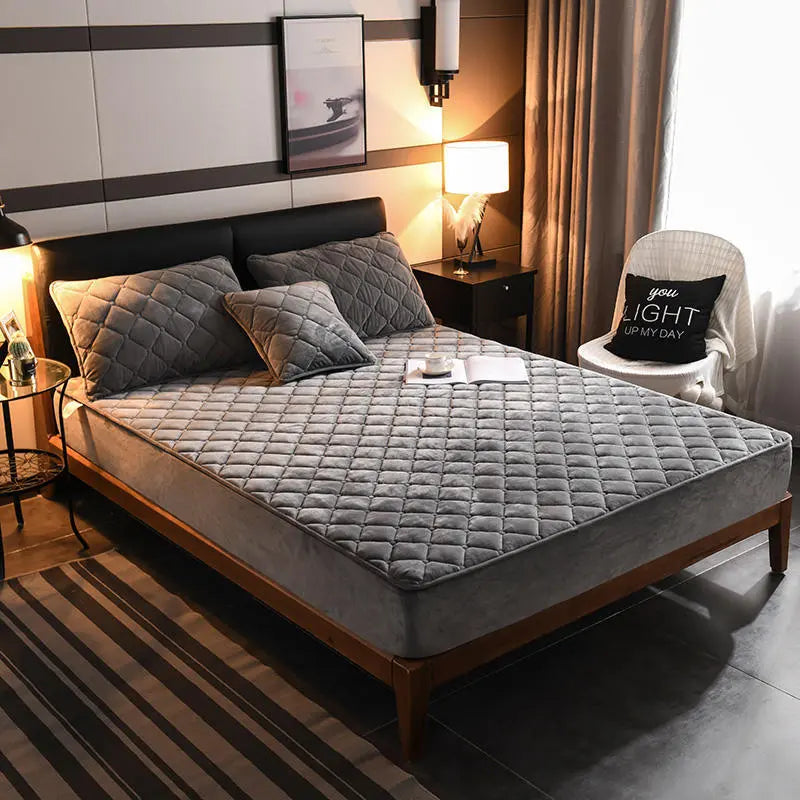 Housse de Matelas Velours Moderne VELZIO Classic Gray-150cmx 200cm
