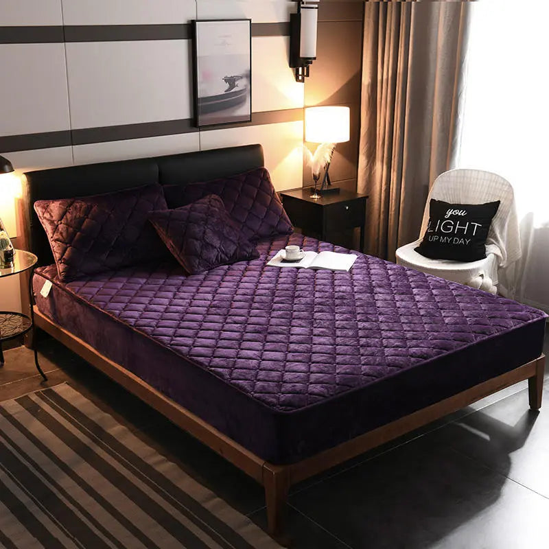 Housse de Matelas Velours Moderne VELZIO Charming Purple-150cmx 200cm