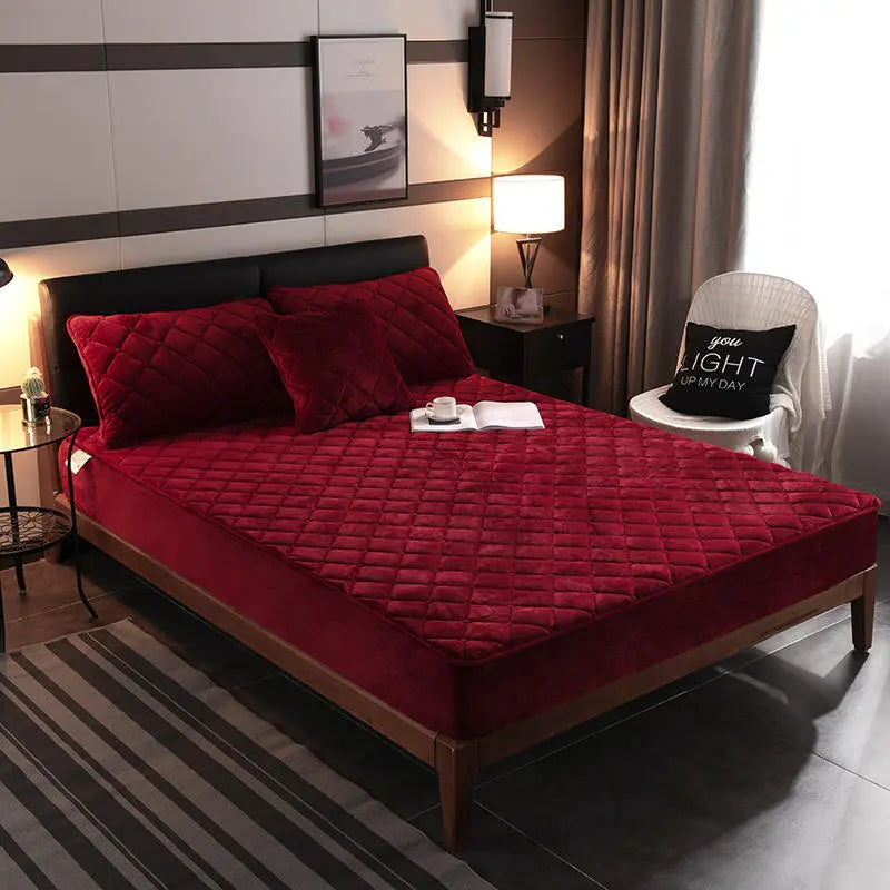Housse de Matelas Velours Moderne VELZIO Wine Red-Pillowcase Pair