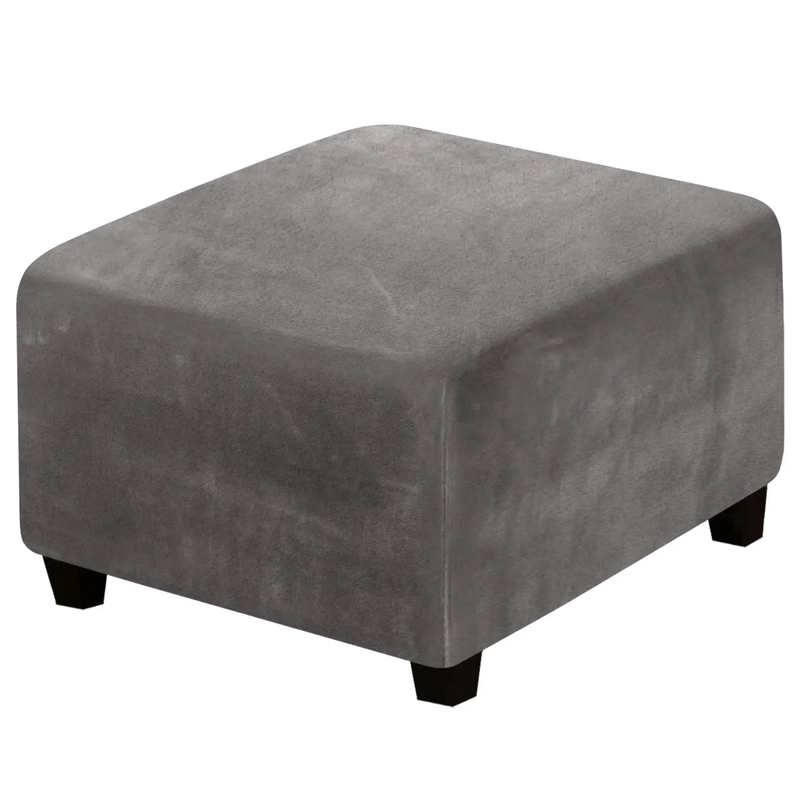 Housse de Pouf Velours Extensible **VELIDO** Grey-Sofa Cover