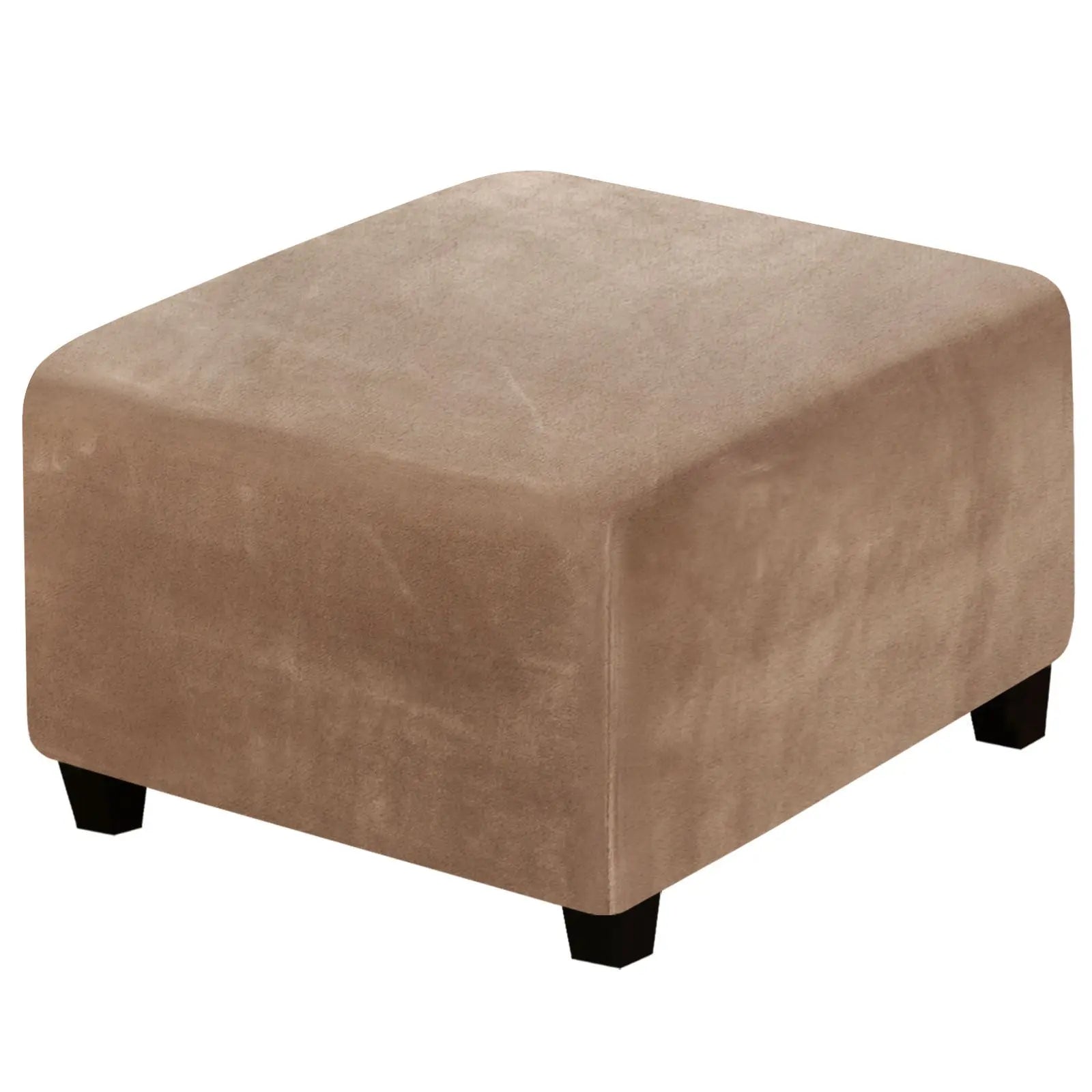 Housse de Pouf Velours Extensible **VELIDO** Brown-Sofa Cover