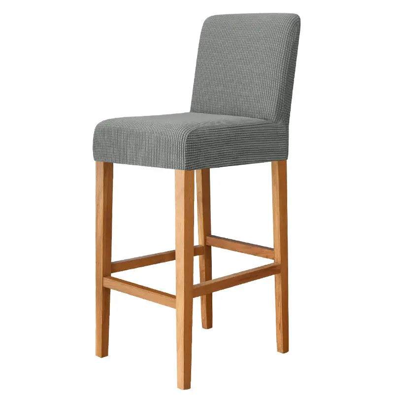 Housse de Tabouret Extensible FLANELLA 13 Dark Gray-Bar Chair Cover Short Back