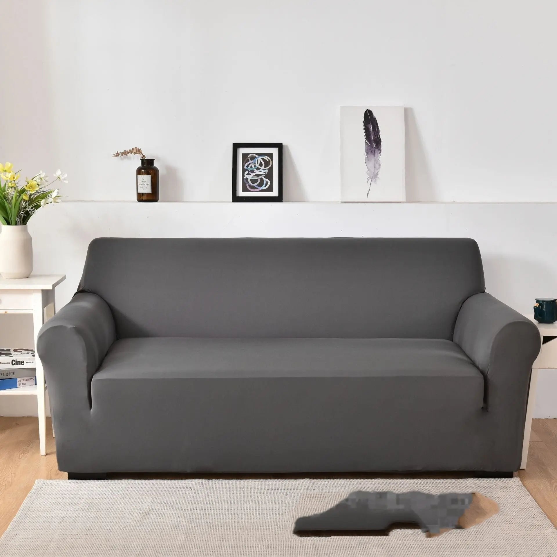 Housse de canapé Antidérapante LEONAX Gray-Double