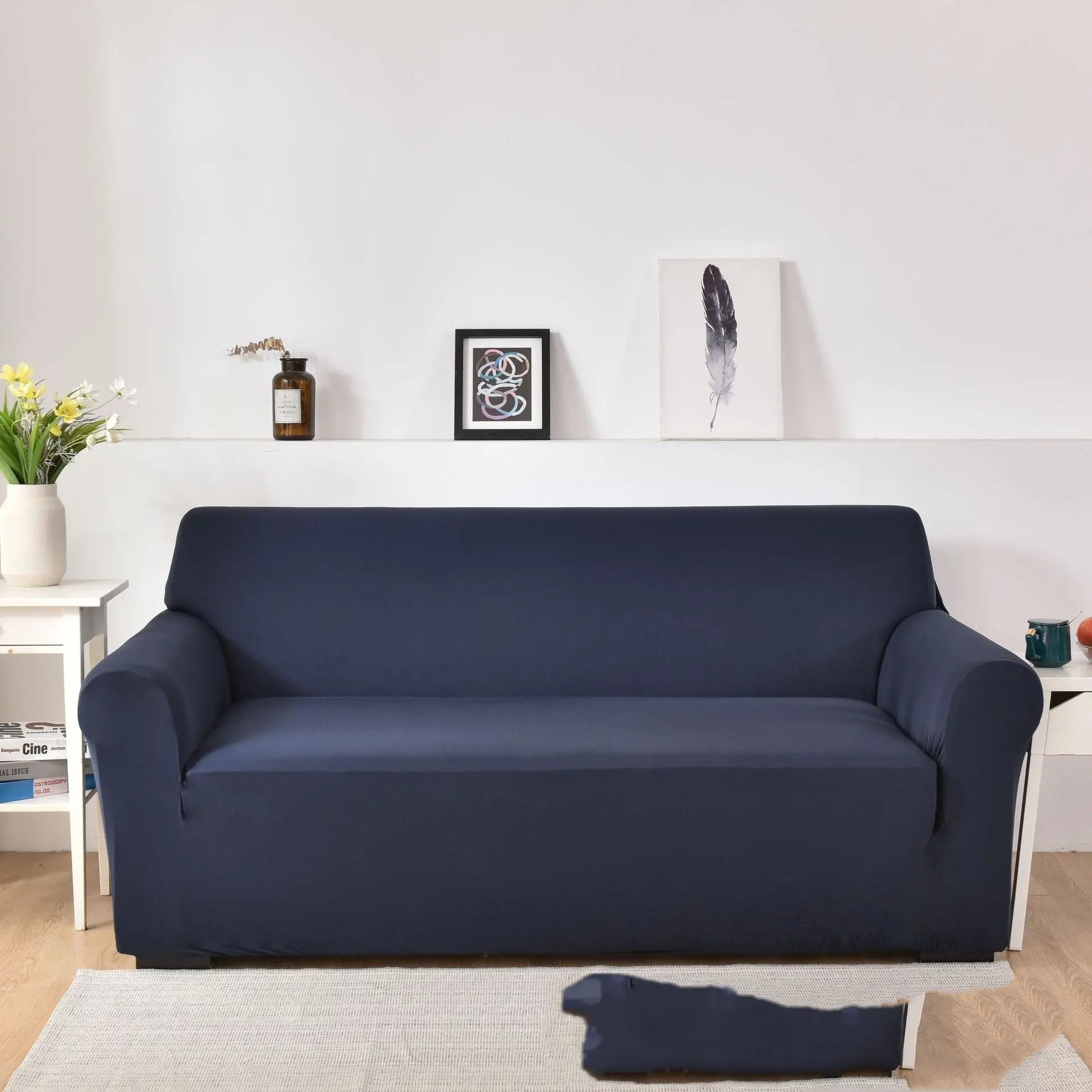 Housse de canapé Antidérapante LEONAX Navy Blue-Four People