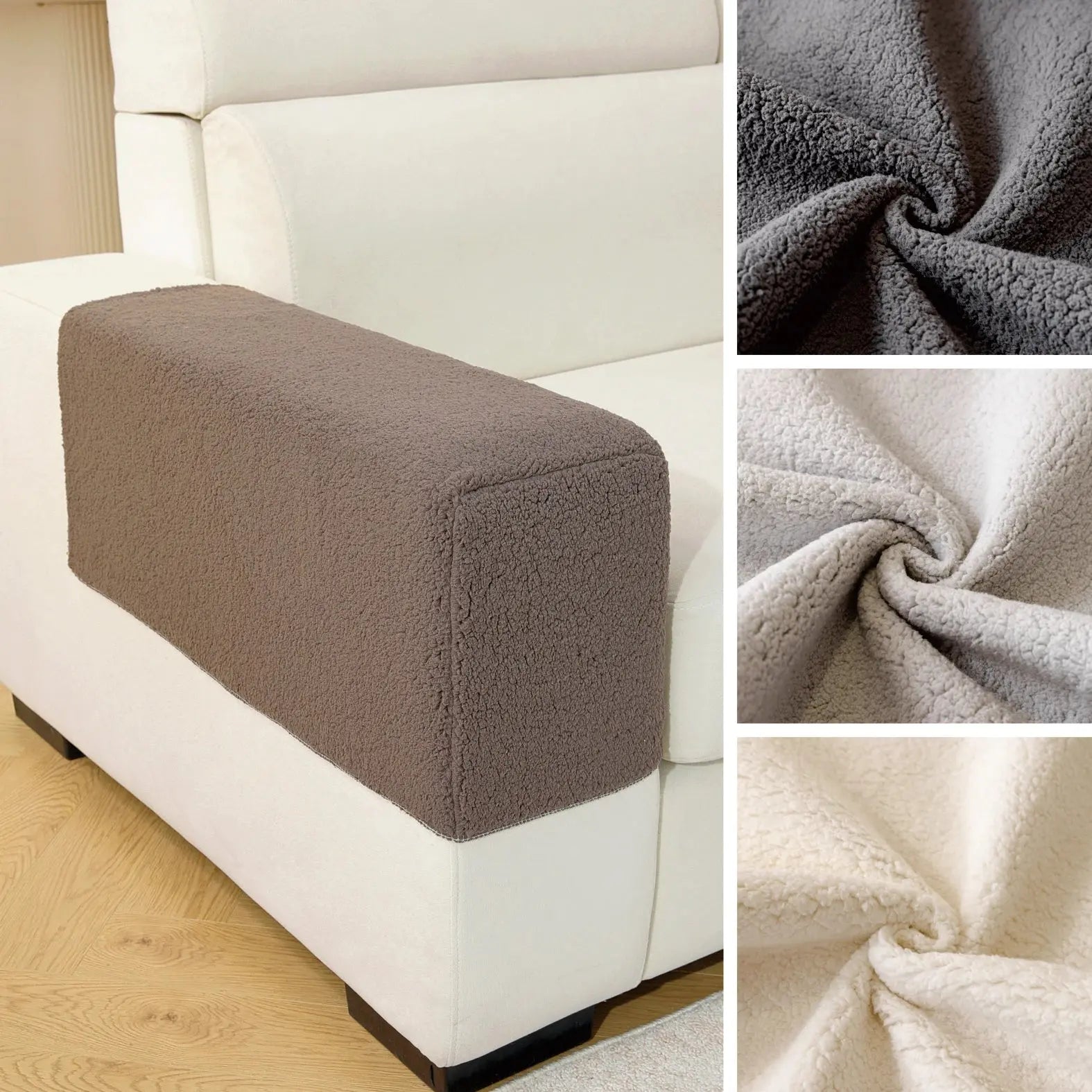 Housse Accoudoir Canapé Peluche VELMORA