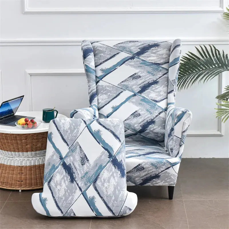 Housse de chaise à ailes imprimées feuilles, housse de fauteuil extensible en Spandex, style nordique amovible, housse de canapé relaxante, housse de protection pour meubles Housse de France
