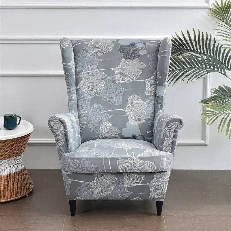 Housse de chaise à ailes imprimées feuilles, housse de fauteuil extensible en Spandex, style nordique amovible, housse de canapé relaxante, housse de protection pour meubles Housse de France