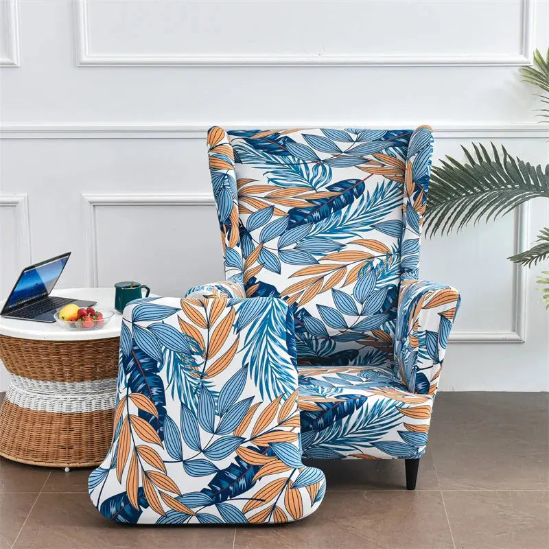 Housse de chaise à oreilles imprimées de fleurs, housse de fauteuil extensible en Spandex, moderne, amovible, pour canapé de détente, housse de protection pour meubles Housse de France